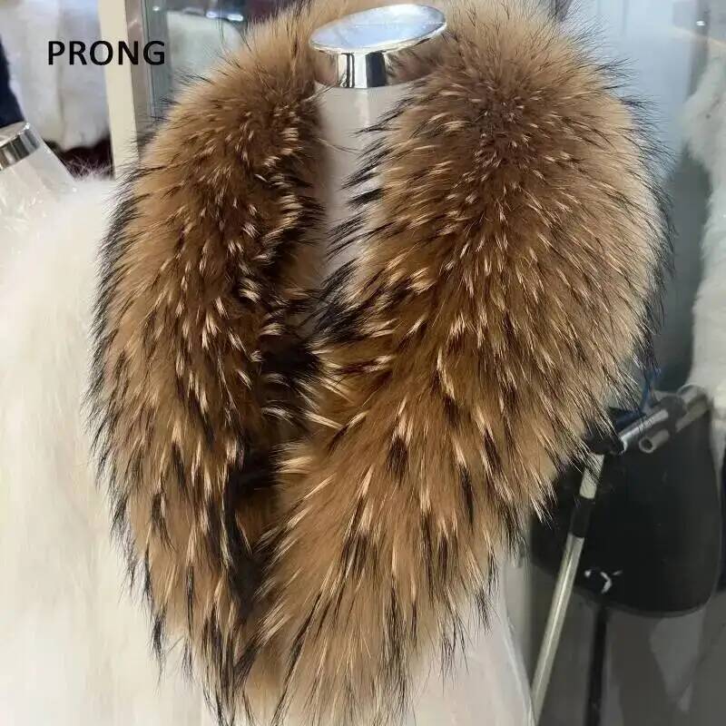 Winter Clothing Online - طوق فراء راكون طبيعي للنساء ،
