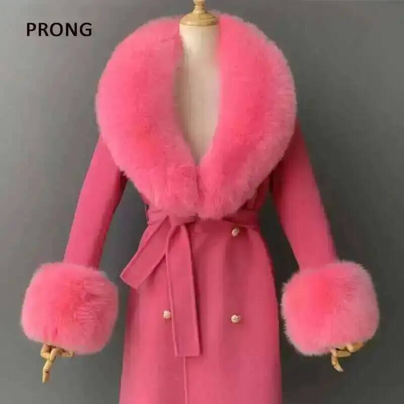 Winter Clothing Online - الفراء الحقيقي طوق والأصفاد مجموعة معطف