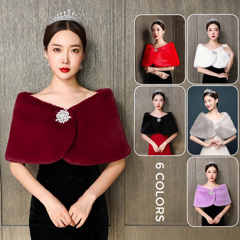 Winter Clothing Online - شال زفاف نسائي لحفلات الزفاف كيب