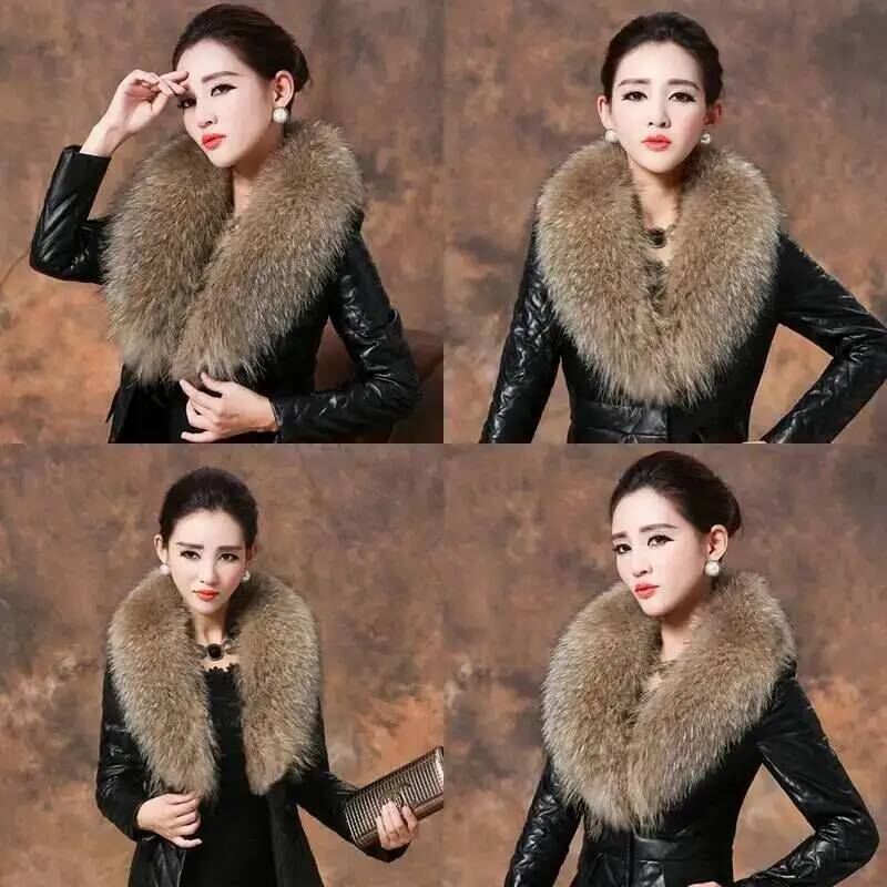 طوق فراء راكون طبيعي للنساء ،  - مراجعة Winter Clothing Online وسعره